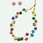 Golden Glow Fabric Necklace & Earrings Set