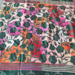 Kantha Teal with Parrot Multicolor Embroidery