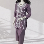 Graceful White Thread Embroidery Cord Set