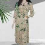 Beige Anarkali Suit Set with Embroidery – 3-Piece Set