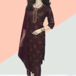 Maroon Rayon Straight-Cut Suit with Fancy & Pearl Work